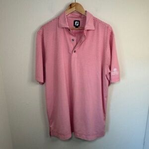 FootJoy Polo Shirt Men's LG Pink White Striped Golf Performance Active